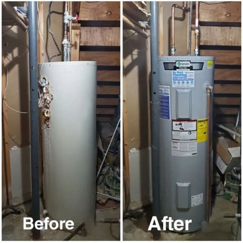 Before and After Water Heater Replacement